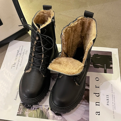 Bottes en cuir fourré polaire | Marvolli™