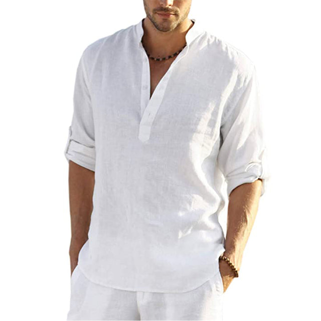 Chemise en lin col mao - Alpevro™