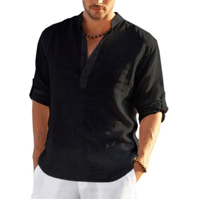 Chemise en lin col mao - Alpevro™