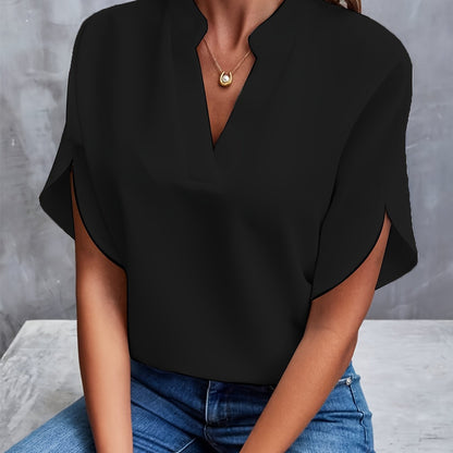 Blouse en mousseline de soie col v  | Fyshmi™