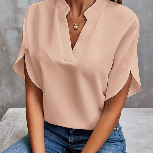 Blouse en mousseline de soie col v  | Fyshmi™