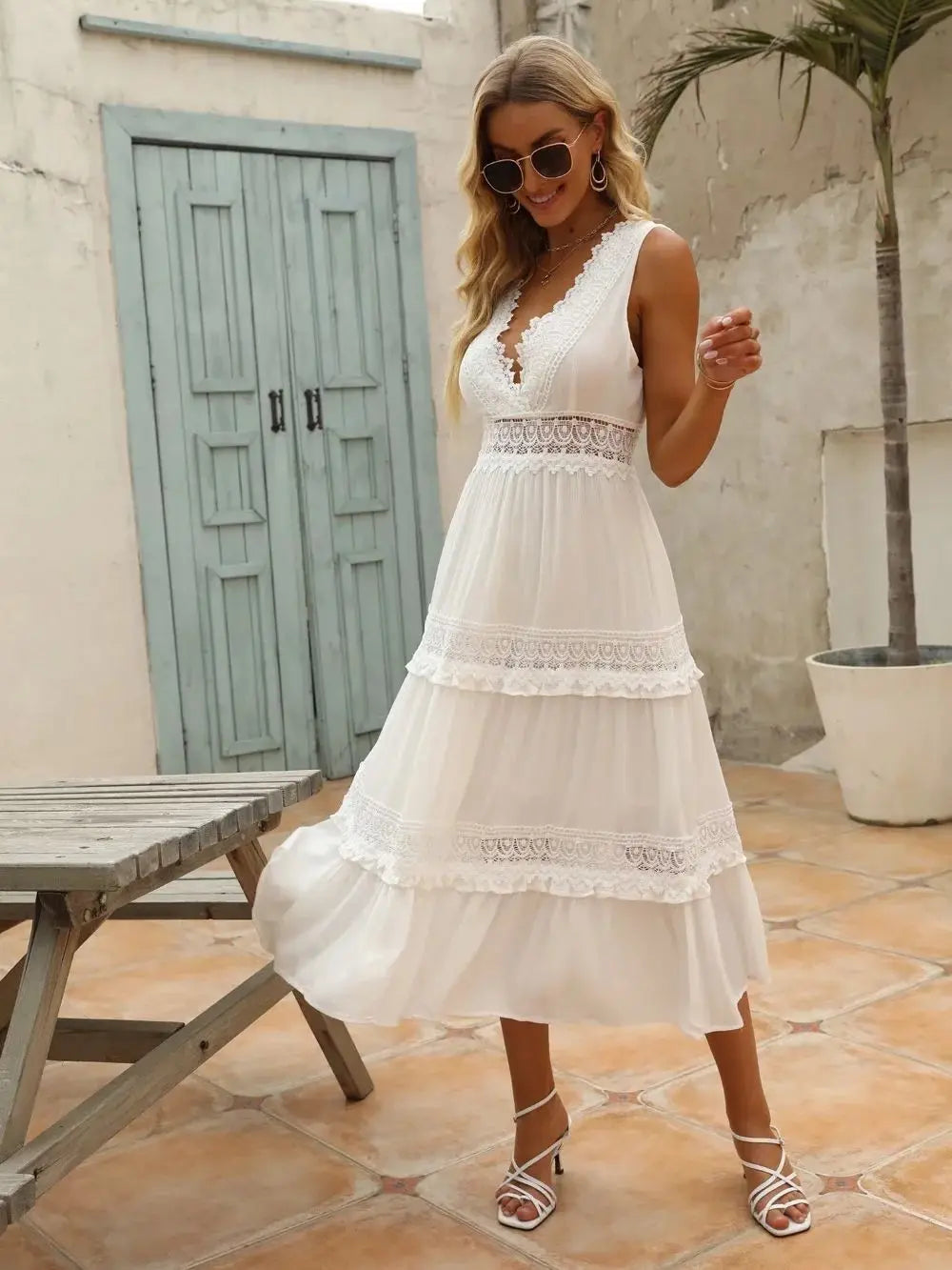 Robe midi en mousseline blanche