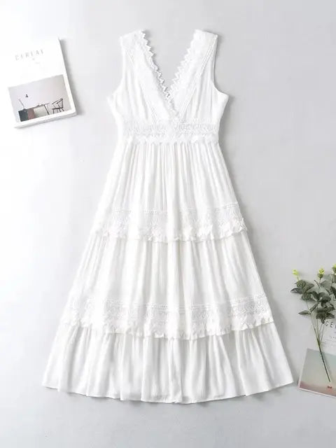 Robe midi en mousseline blanche