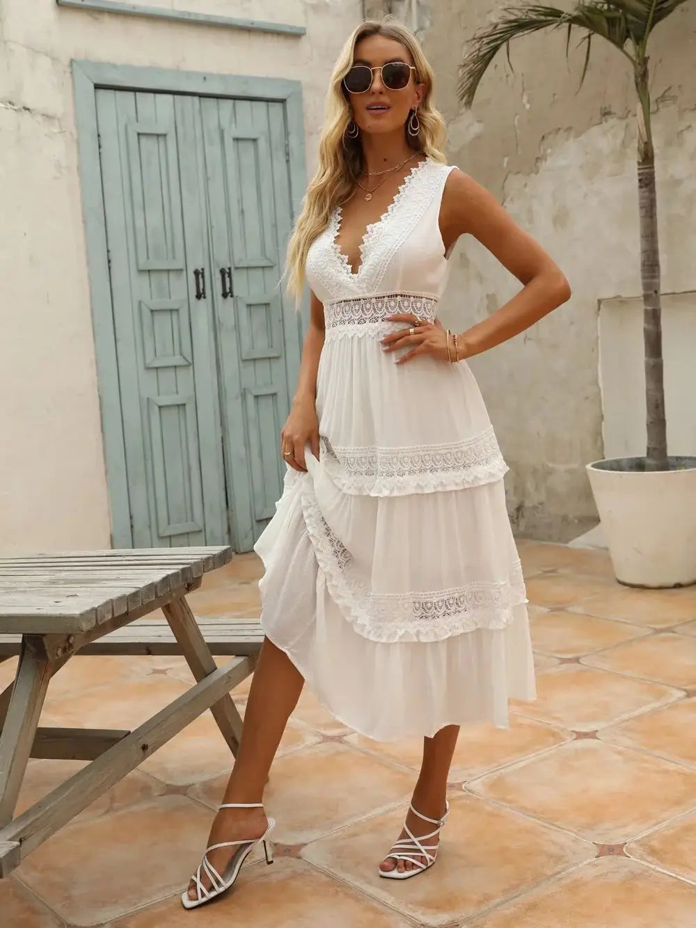 Robe midi en mousseline blanche