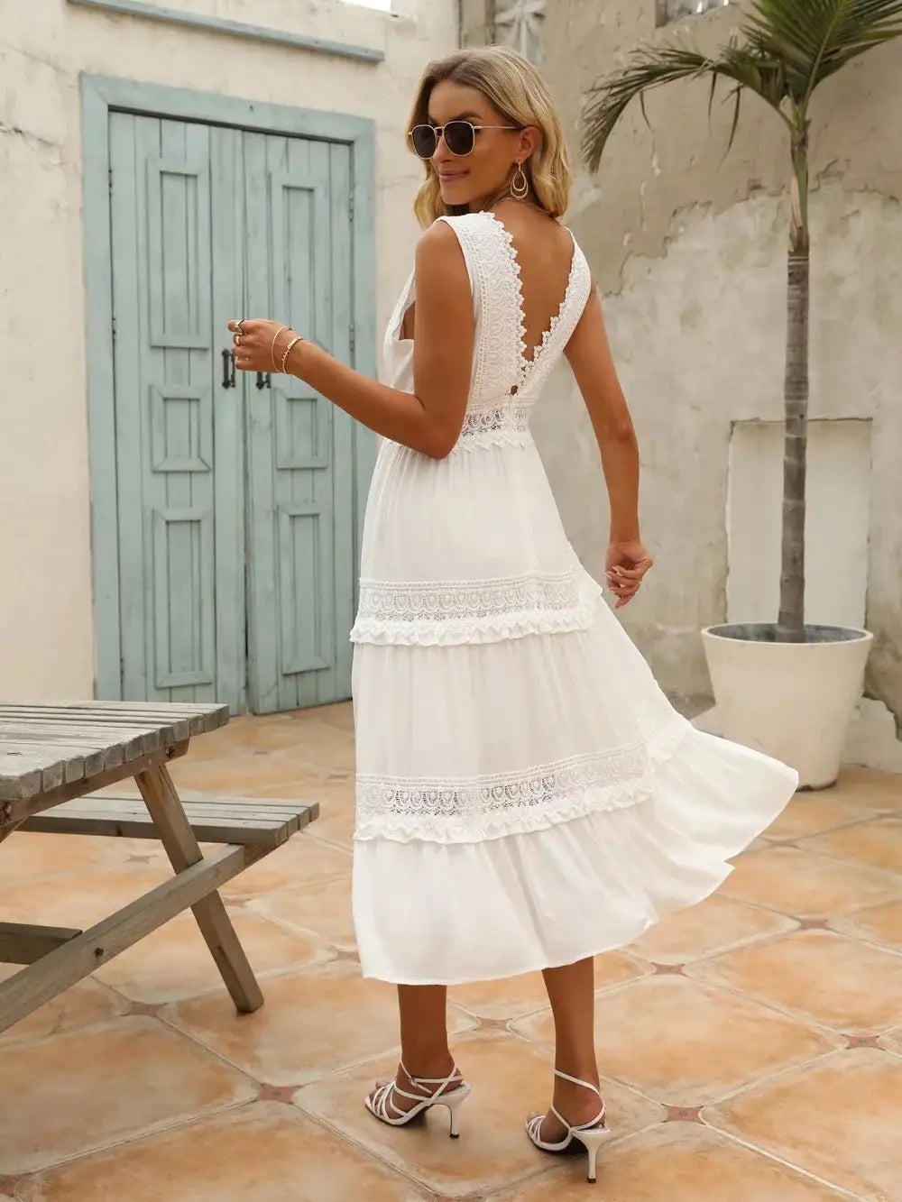 Robe midi en mousseline blanche