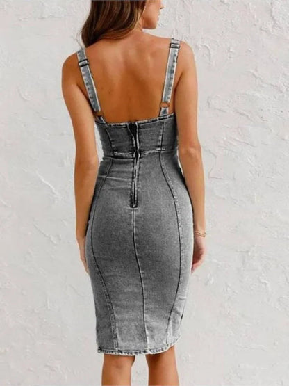 Robe en jean à bretelles réglables